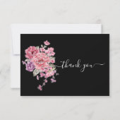 Élégant Carte de remerciements funéraire noir et b (Dos)