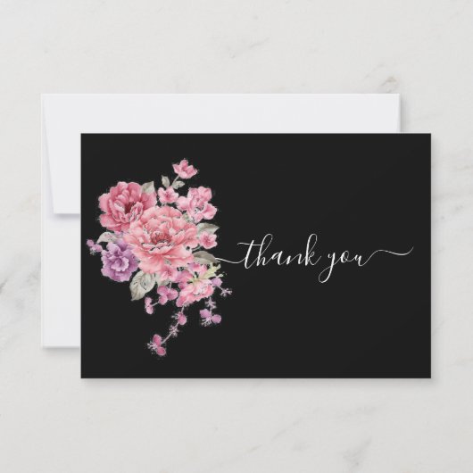 Élégant Carte de remerciements funéraire noir et b (Dos)