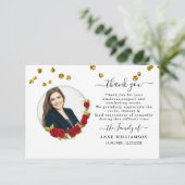 Élégant Carte de remerciements funéraire rouge flo (Debout devant)