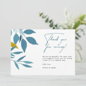 Élégant Carte de remerciements Mariage Bleu (Debout devant)