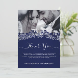 Élégant Carte de remerciements Mariage bleu