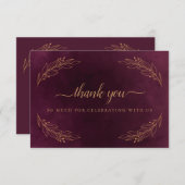 Elégant Carte de remerciements Mariage Bourgogne e (Devant / Derrière)