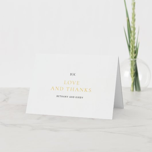 Élégant Carte de remerciements Mariage classique (Recto)