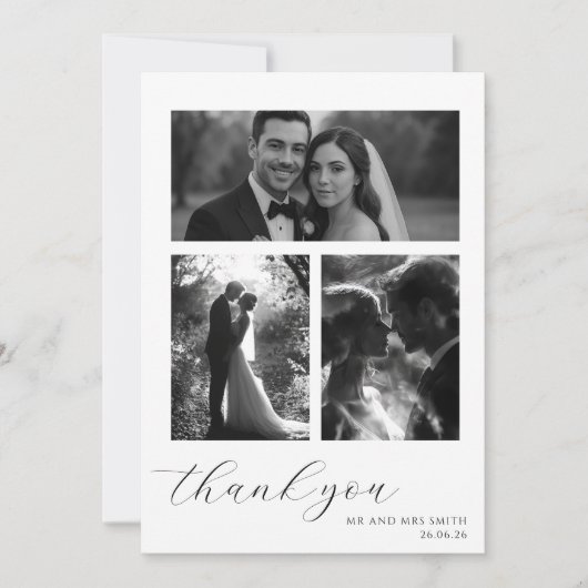 Élégant Carte de remerciements Mariage de script (Devant)