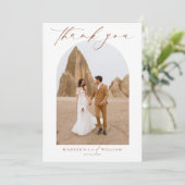 Élégant Carte de remerciements Mariage en terre cu (Debout devant)