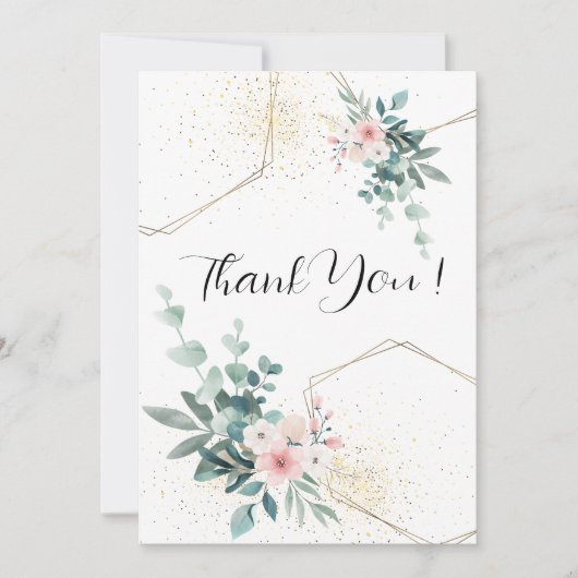 Élégant Carte de remerciements Mariage Eucalyptus (Devant)