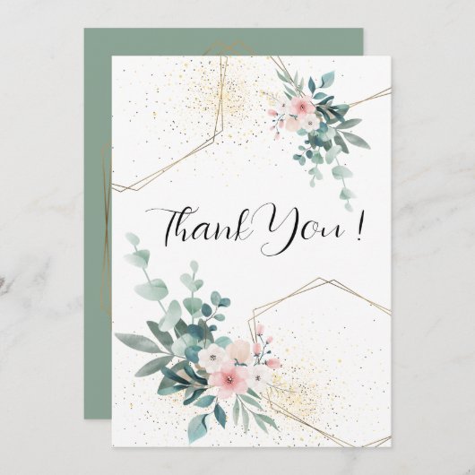 Élégant Carte de remerciements Mariage Eucalyptus (Devant / Derrière)