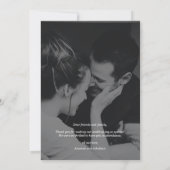 Élégant Carte de remerciements Mariage noir et bla (Dos)