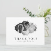 Élégant Carte de remerciements Mariage noir et bla (Debout devant)