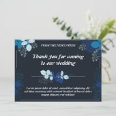 Élégant Carte de remerciements Mariage noir et ble (Debout devant)