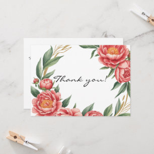 Elégant Carte de remerciements Mariage Peony Orang