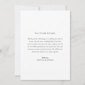 Élégant Carte de remerciements Mariage photo (Dos)