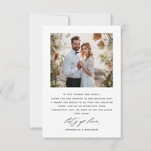 Élégant Carte de remerciements Mariage photo deux (Dos)