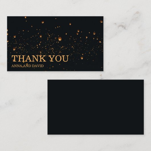 Élégant Carte de remerciements Mariage Sky Lantern (Devant / Derrière)