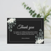 Elégant Carte de remerciements noir avec Lily blan (Debout devant)