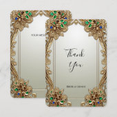Elégant Carte de remerciements Ornate Or (Devant / Derrière)
