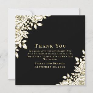 Élégant Carte de remerciements photo Black Gold