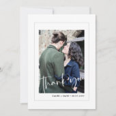 Élégant Carte de remerciements photo Mariage blanc (Devant)