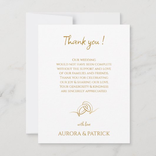 Elégant Carte de remerciements photo Mariage blanc (Dos)