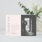 Élégant Carte de remerciements photo rose pâle (Debout devant)