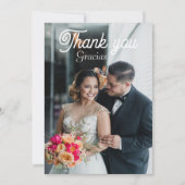 Élégant Carte de remerciements plat bilingue Rose (Devant)