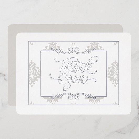 Élégant Carte de remerciements plat en argent - Vé (Recto/Verso)