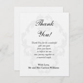 Élégant Carte de remerciements plat Mariage blanc/ (Devant / Derrière)