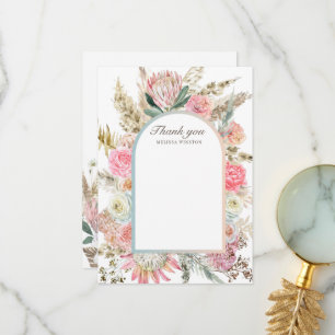 élégant Carte de remerciements turquoise à fleurs 