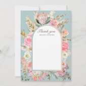 élégant Carte de remerciements turquoise à fleurs  (Devant)