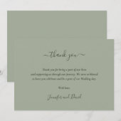 Élégant Carte de remerciements vert Sage Script (Devant / Derrière)