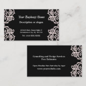 Élégant Carte de visite à fleurs noir et blanc (Devant / Derrière)