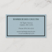 Elégant Carte de visite Art déco bleu et noir (Dos)