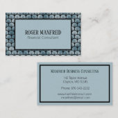 Elégant Carte de visite Art déco bleu et noir (Devant / Derrière)