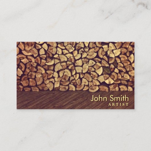 Élégant Carte de visite Artiste en bois de chauffa (Devant)