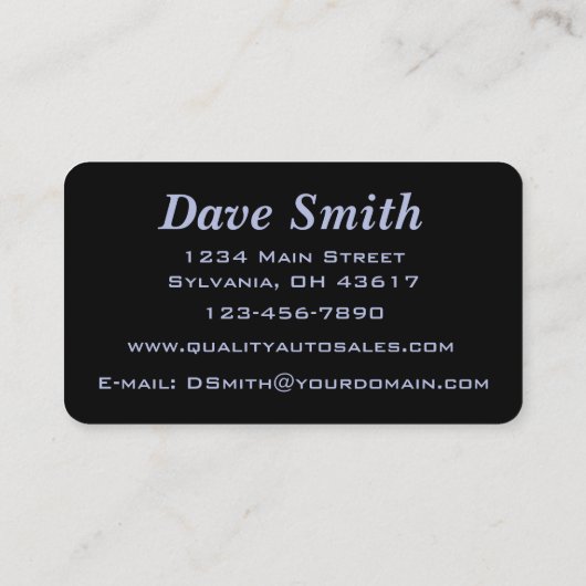 Élégant Carte de visite automobile noir (Dos)