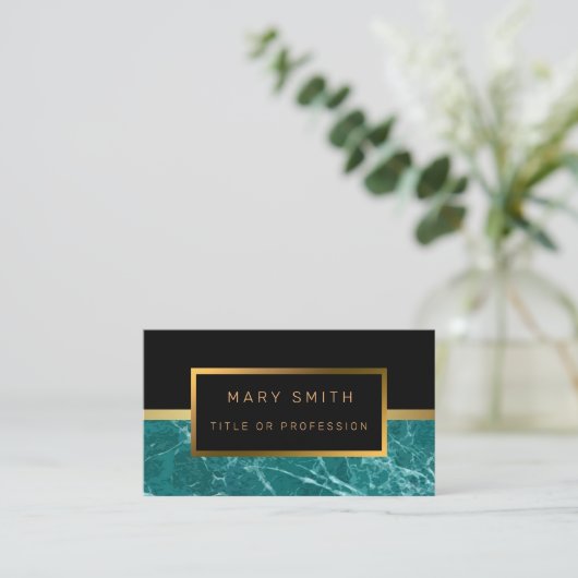 Elégant Carte de visite Black Gold de luxe (Debout devant)