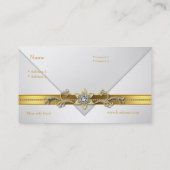 Elégant Carte de visite blanc bijou or Trim (Dos)