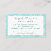 Élégant Carte de visite blanc vert Turquoise (Dos)