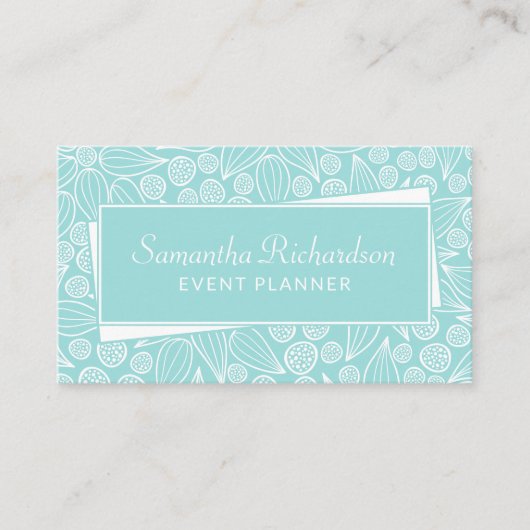 Élégant Carte de visite blanc vert Turquoise (Devant)