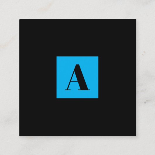 Élégant carte de visite bleu Monogram (Devant)