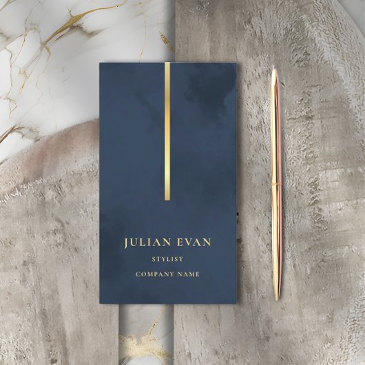 Élégant Carte de visite bleu or de marine glamour