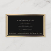 Élégant carte de visite cadre métal or (Dos)