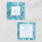 Élégant Carte de visite Carré Abstrait bleu (Devant / Derrière)