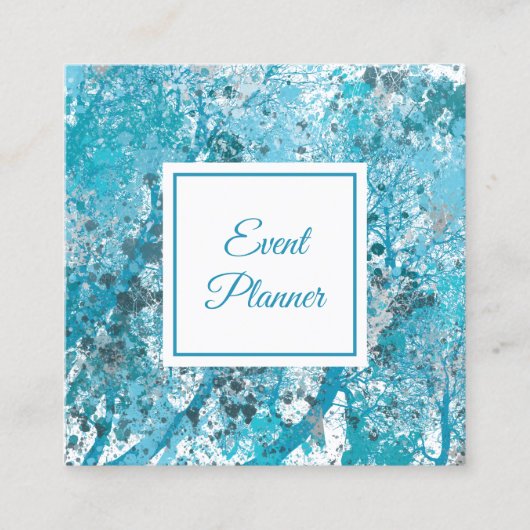 Élégant Carte de visite Carré Abstrait bleu (Devant)