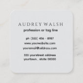 Élégant Carte de visite Carré Conception entrepren (Dos)