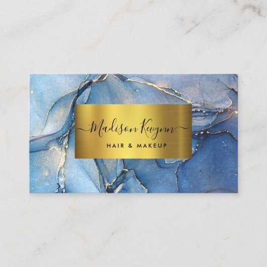 Élégant Carte de visite d'âge or bleu (Devant)