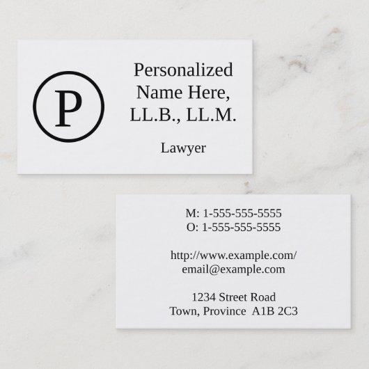 Élégant Carte de visite d'avocat (Devant / Derrière)