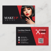 Élégant Carte de visite de beauté noir et rouge (Devant / Derrière)