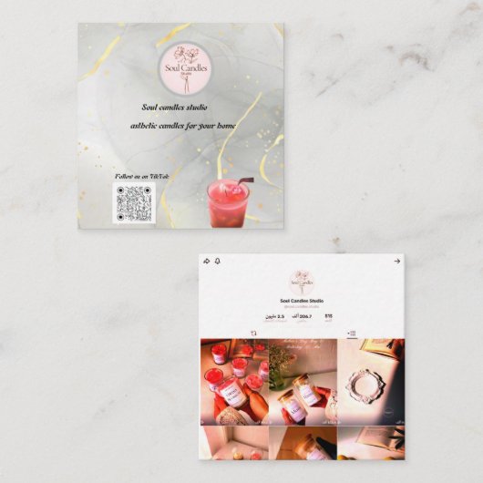 Élégant Carte de visite de bougie | Studio de boug (Devant / Derrière)