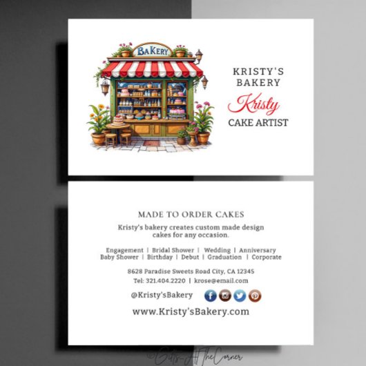 Élégant Carte de visite de boulangerie fleurie ros